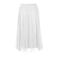 Skirts for Women 2024 Long Tulle Solid Color Elegant Skirt Layered Mesh Tea Length Big Hem Skirts