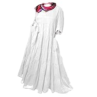 British Women's Long Sleeved V-Neck Loose Fitting Dress Casual Dress Gown Gown