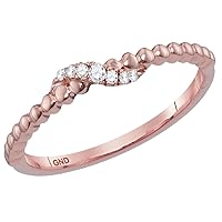 The Diamond Deal 14kt Rose Gold Womens Round Diamond Crossover Stackable Band Ring 1/20 Cttw