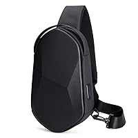 Hard Shell Sling Backpack Chest Bag With Usb Plug Fit 9.7inch Ipad Lightweight Casual Daypack For Hiking Walking Biking Travel Cycling