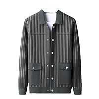 Sweater Cardigan: High-Grade Lapel Coat with Vertical Stripes for Youth