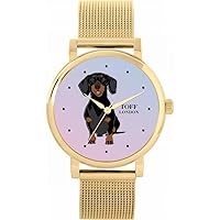 Black Dachshund Dog Mens Wrist Watch 42mm Case Custom Design
