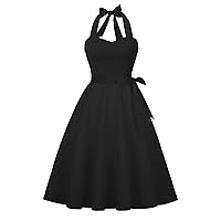 Hanpceirs Casual Sundress for Women Halter Retro Vintage Cocktail Dresses 2024 Summer Dress