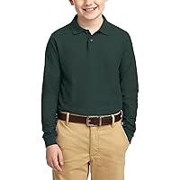 Youth Long Sleeve Polo Shirts for Boys Silk Touch Casual Lightweight Polo Polo Tee Shirts for Boys