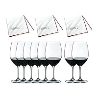 Riedel Vinum Bordeaux Wine Glasses (8-Pack) Bundle with Microfiber Polishing Cloth (3-Pack) (4 Items)