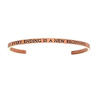 Intuitions Stainless Steel Pink Finish every Ending Is a New Beginning Cuff Bangle