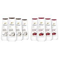 Body Wash Restoring Coconut & Cocoa Butter 4 Count for Renewed & Body Wash Revitalizante Cherry & Chia Milk 4 Count for Renewed