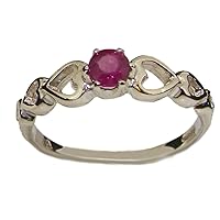 925 Sterling Silver Real Genuine Ruby Womens Band Ring