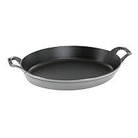Staub Cast Iron 14.5-inch X 11.2-inch Oval Baking Dish - Graphite Grey, Made in France