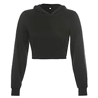 Women's Summer Long Sleeve Crop Top Hoodie Workout Casual Sexy Pullover Cropped Sweatshirt With Back Straps