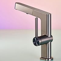 Faucets,Basin Mixer Tap with with Pull Down Sprayer, Basin Taps Brass Multifunction Hot and Cold Water Bathroom Basin Tap/Grey