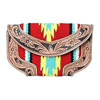 Women's Cowhide Tooled Leather and Aztec Saddle Blanket Western Handmade Clutch Trifold Wallet valentines day gifts