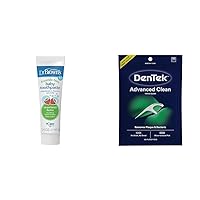 Dr. Brown's Fluoride-Free Baby Toothpaste Strawberry 1 Pack & DenTek Triple Clean Advanced Clean Mint Floss Picks 150 Count