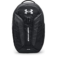 Under Armour Unisex Hustle Pro Backpack, Black (001)/Metallic Silver, One Size Fits All