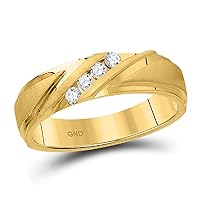 The Diamond Deal 14kt Yellow Gold Mens Round Diamond Wedding Channel-Set Band Ring 1/6 Cttw