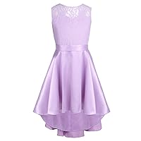 CHICTRY Kids Girl's High-Low Hem Princess V Back Lace Wedding Pageant Party Flower Girl Dress