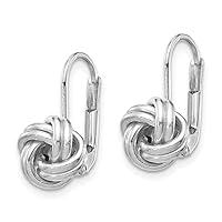 ICE CARATS Gold Love Knot Leverback Earrings in 14k or 10k White or Yellow Gold
