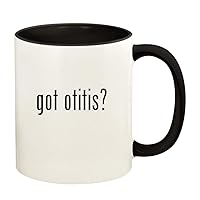got otitis? - 11oz Ceramic Colored Handle and Inside Coffee Mug Cup, Black