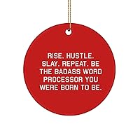 Rise. Hustle. Slay. Repeat. BE. Circle Ornament, Word Processor Present from Friends, Best Christmas Ornament for Coworkers, Gifts for Coworkers, What to get Coworkers for Gifts, for