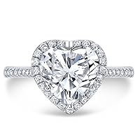 Kiara Gems 2.50 CT Heart Colorless Moissanite Engagement Ring for Women/Her, Wedding Bridal Ring Set Sterling Silver Solid Gold Diamond Solitaire 4-Prong Set Ring