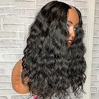 Brazilian Human Hair Body Wave U Part Wigs Glueless Natural Wavy Pre Plucked For Black Women-18inch 200 Density