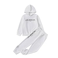 SHENHE Boy's 2 Piece Outfits Letter Print Long Sleeve Hoodie and Sweatpants Sweatsuits