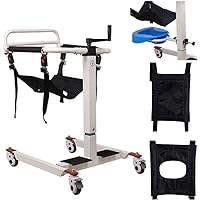 Patien Lift for Home,Multifunctional Patient Transfer Lifter w/Padded Seat Elderly Disabled Full Body Steel Transport Wheelchair for Nursing Paralyzed Elderly,330 lbs (D)