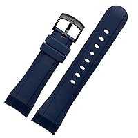 Fluororubber watch strap 24mm for graham watches band Rubber bracelet mens sport watchband Curved end watch band blue color (Color : 26mm, Size : 24MM)