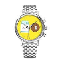Luxury Watch Brand Popular Elegant Watch Brand Popular Gift for Yourself or Relatives Friends Lover Men's Watch Personality Pattern Watch 169. Best Friend Forever Cute Milk and Cookie Watch, Silver, Bracelet Type