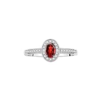 Rylos Halo Ring with Diamond & Birthstone - 6X4MM Oval Gemstone Sterling Silver - Elegant Jewelry for Women - Available in Sizes 5-10