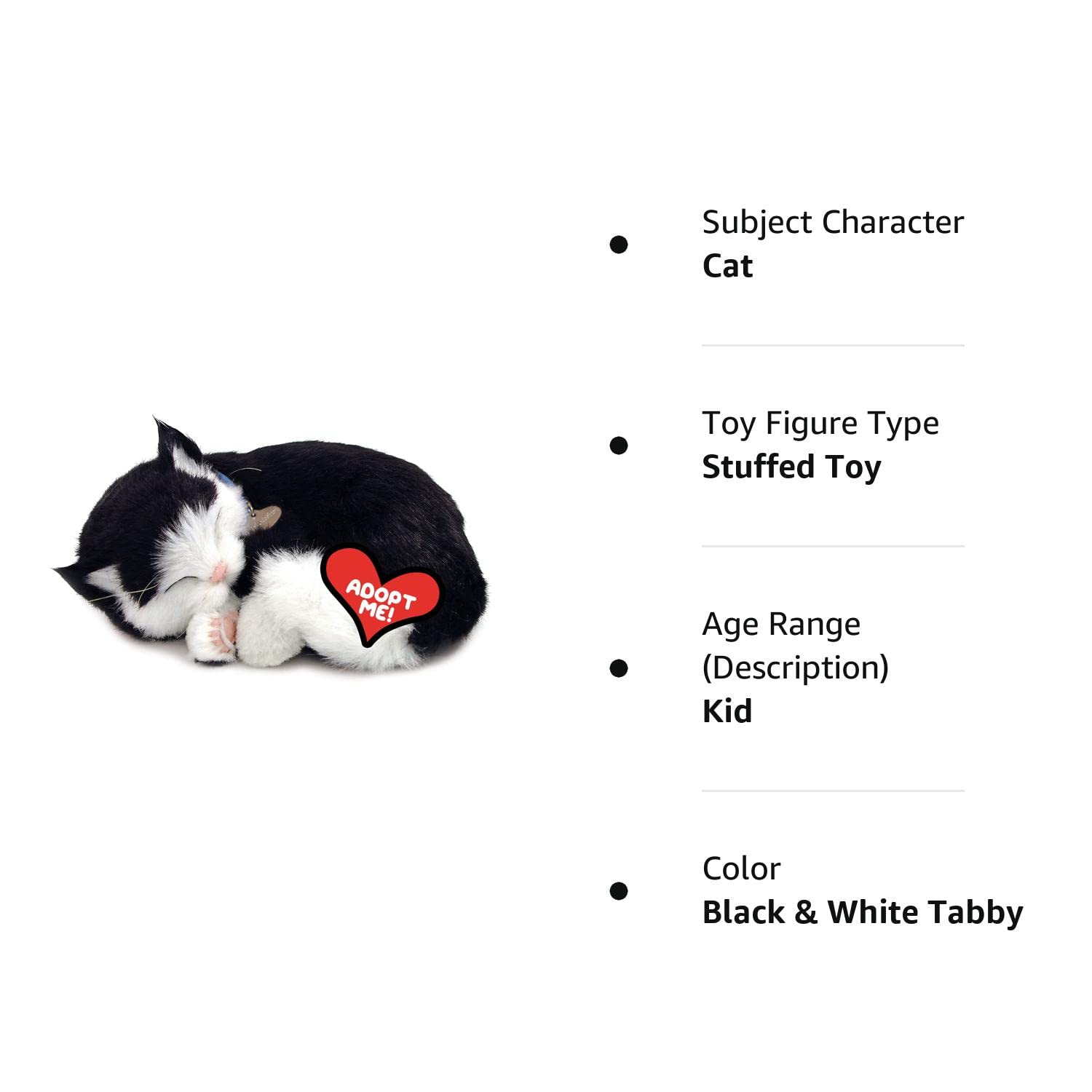 Original Petzzz Black and White Shorthair Kitten, Realistic, Lifelike Stuffed Interactive Pet Toy, Breathing Pets, Companion Pet Cat with 100% Handcrafted Synthetic Fur – Perfect Petzzz