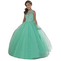 HuaMei Little Girls' Crystals Princess Long Pageant Gowns