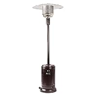 Amazon Basics 46,000 BTU (13489.74 watts) Outdoor Propane Patio Heater with Wheels, Commercial & Residential, Havana Bronze, 32.1 x 32.1 x 91.3 inches (LxWxH)