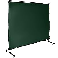 VEVOR Welding Curtain, 8 x 6 FT Welding Screen with Frame, Flame-Resistant Vinyl Welding Protection Screen with 360° Swivel Wheels, Portable Light-Proof Professional, Green