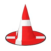 Mqgmzdenmark Danish Flag Print Enchantingly Halloween Witch Hat Cute Foldable Pointed Novelty Witch Hat Kids Adults