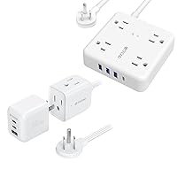 TROND Power Strip Surge Protector - Thin Flat Plug 5ft Extension Cord with 4 USB Ports & 2-in-1 Detachable Travel Power Strip with 3 AC Outlets, 2 USB-C Ports & 1 USB-A Port, PD 35W Fast Charging
