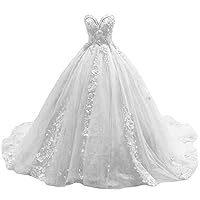 Women's Sweetheart Quinceanera Dresses Flower Puffy Evening Party Ball Gown