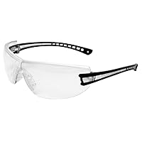 Gateway Safety 19GB80 Luminary Wraparound Eye Safety Glasses with Temple Technology, Clear Lens, Black Temple, Clear Inset