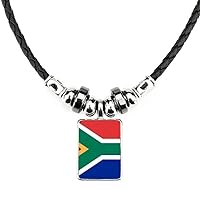 South Africa National Flag Africa Country Necklace Jewelry Torque Leather Rope Pendant