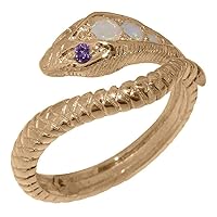 LBG 18k Rose Gold Natural Opal Amethyst Womens Band Ring - Sizes 4 to 12 Available