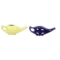 Leak Proof Durable Porcelain Ceramic Yellow Matt 300 ML and Blue 230 Ml Neti Pot Water Comfortable Grip Microwave and Dishwasher Safe eco Friendly Natural Treatment for Sinus