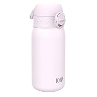 Ion8 Kids Water Bottle, Steel 400 ml/13 oz, Leak Proof, Easy to Open, Secure Lock, Dishwasher Safe, Flip Cover, Carry Handle, Easy Clean, Durable, Scratch Resistant, Carbon Neutral, Lilac Dusk