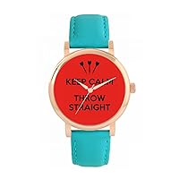 Red Keep Calm Throw Straight Watch Ladies 38mm Case 3atm Water Resistant Custom Designed Quartz Movement Luxury Fashionable