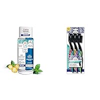 GuruNanda Dual Barrel Whitening Mouthwash with Essential Oils & Charcoal Infused Toothbrushes, Wild Mint Flavor, 20 Fl Oz & 6 Count