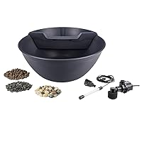Pond and Waterfall Kit AquaGarden Container Water Garden, Steel Gray