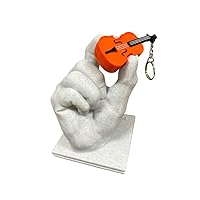 MunnyGrubbers - Original World's Smallest Violin Toy Keychain With Playable Sad Music - Mini Tiny Violin Keychain with Sound - Meme - Novelty - Funny - Joke - Gift - (With Hand Stand)
