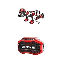 CRAFTSMAN Cordless Drill Combo Kit, 7 Tool & Bluetooth Speaker (CMCK700D2 & CMCR001B)