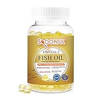 Spoonful Mini Omega 3 Fish Oil, iFOS Certified, 1290 mg Per Serving, 300 Softgels Pearls, Small Size Easy to Swallow Capsules for Women and Seniors, Made in USA