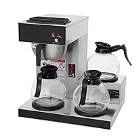 SYBO 12-Cup Commercial Coffee Maker, Pour Over Drip Coffee Maker Brewer with 3 Lower Warmers and 3 Glass Decanters, Stainless Steel Cafetera