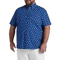 Harbor Bay by DXL Men's Big and Tall Easy-Care Tonal Floral Sport Shirt